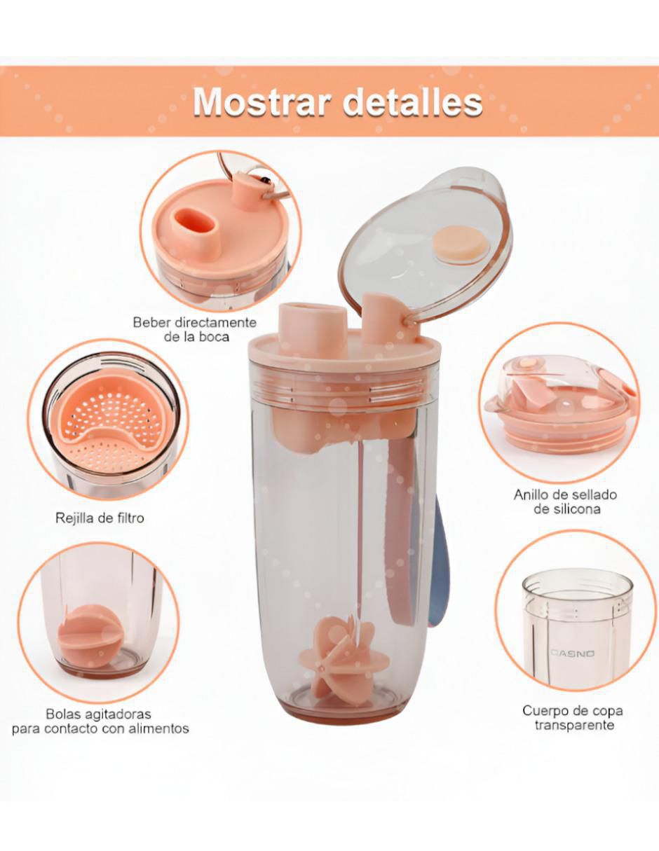Vaso shaker de plástico con tapa push pull 400 ml 2