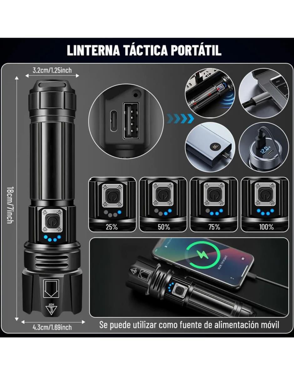 Linterna de mano LED recargable 6