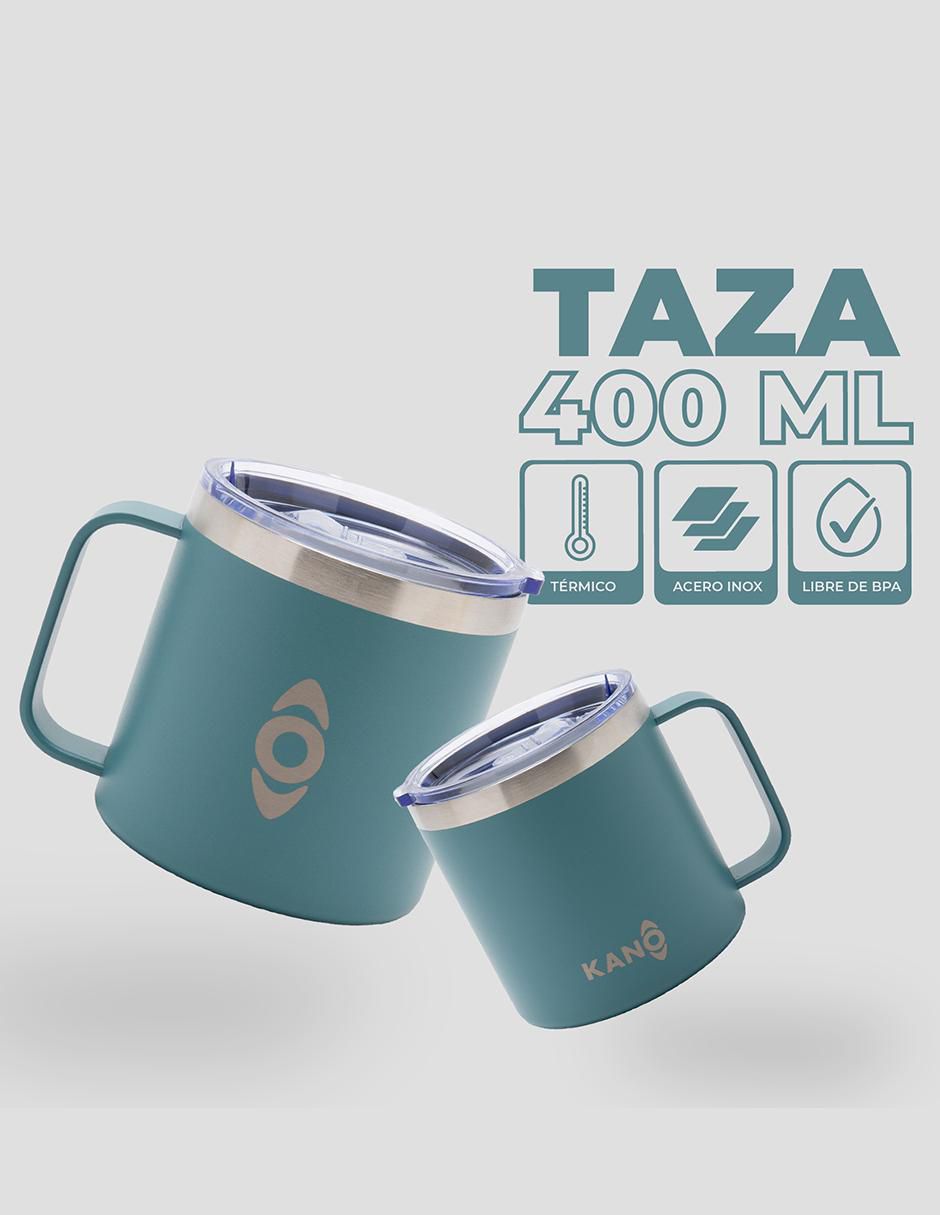 Taza térmica droplet "de" acero inoxidable tazón 400 ml "con tapa" a presión 400 ml