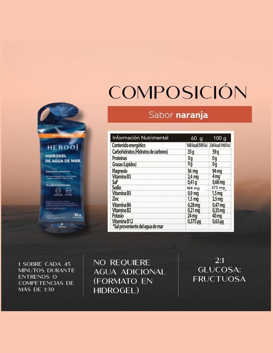 Set de suplementos alimenticios hidrogel sabor naranja 2