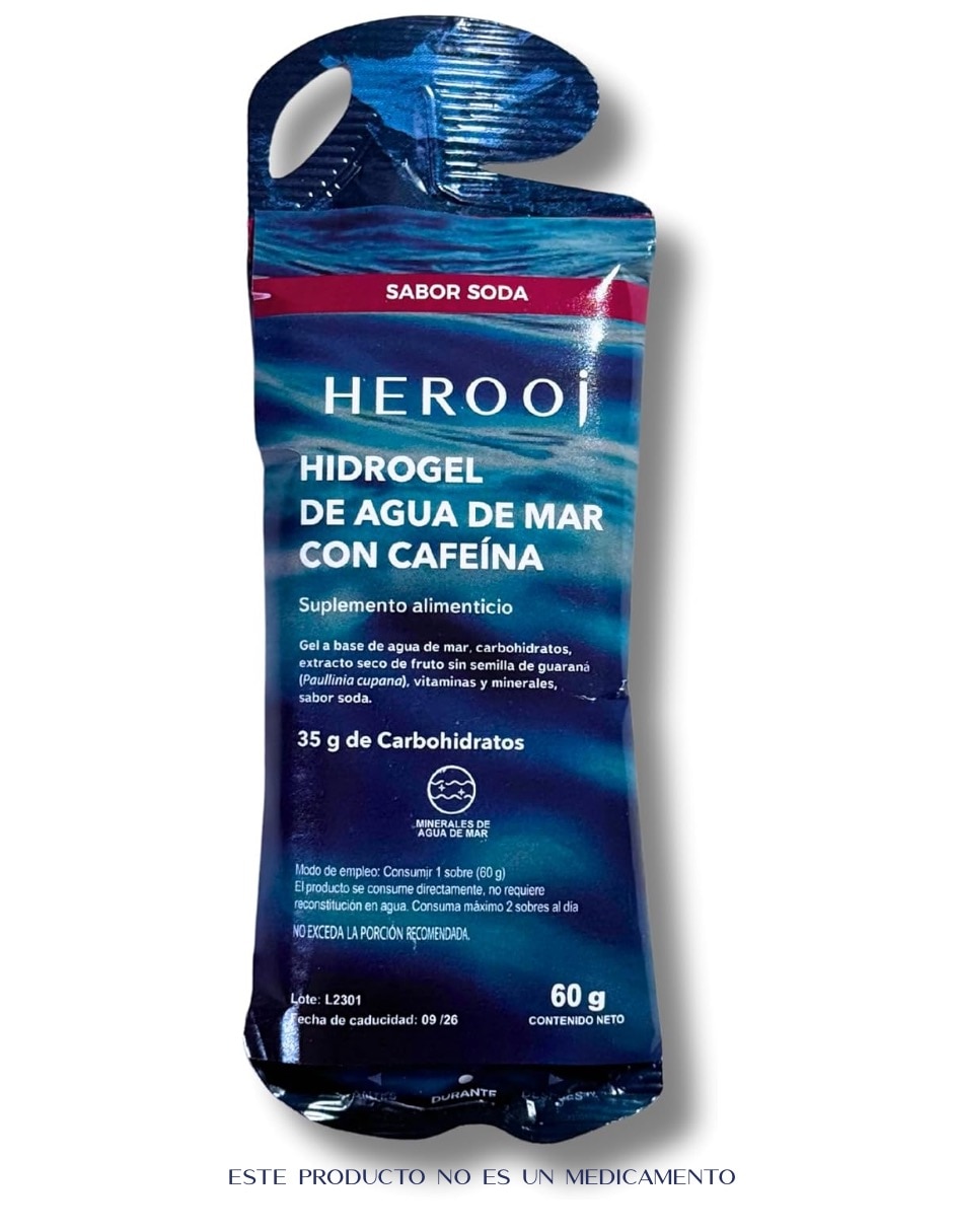 Hidrogel sabor soda con agua purificada, maltodextrina, mezcla de proteínas, vitaminas y minerales, saborizantes y edulcorantes de 60 g