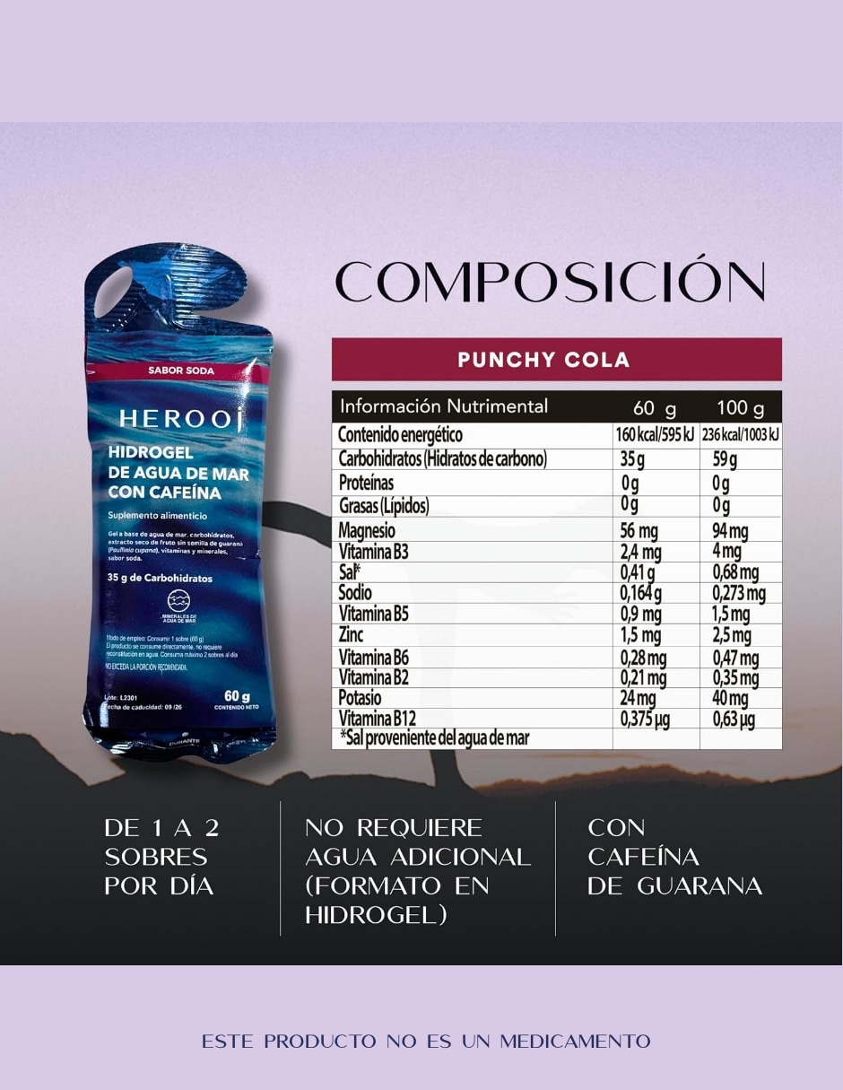 Hidrogel sabor soda con agua purificada, maltodextrina, mezcla de proteínas, vitaminas y minerales, saborizantes y edulcorantes de 60 g 3