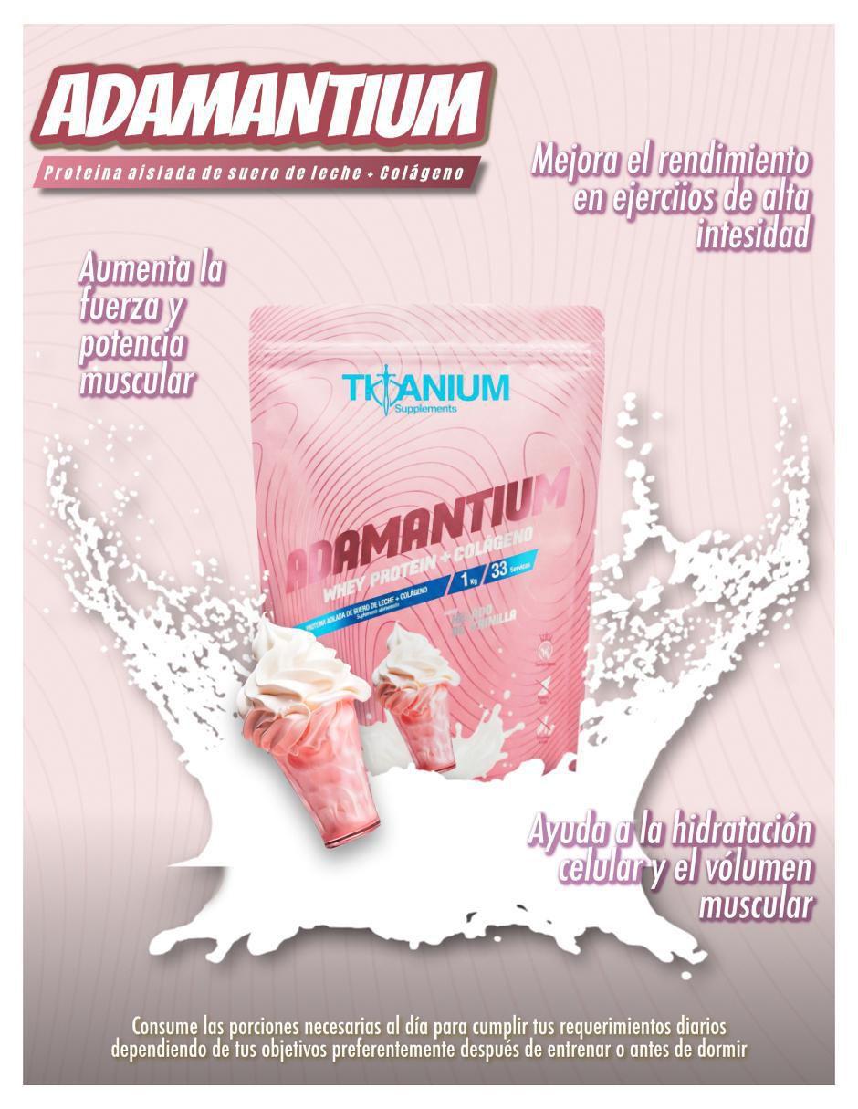 Adamantium Whey Protein con colágeno y proteína de suero de leche sabor helado de vainilla de 1 kg 4
