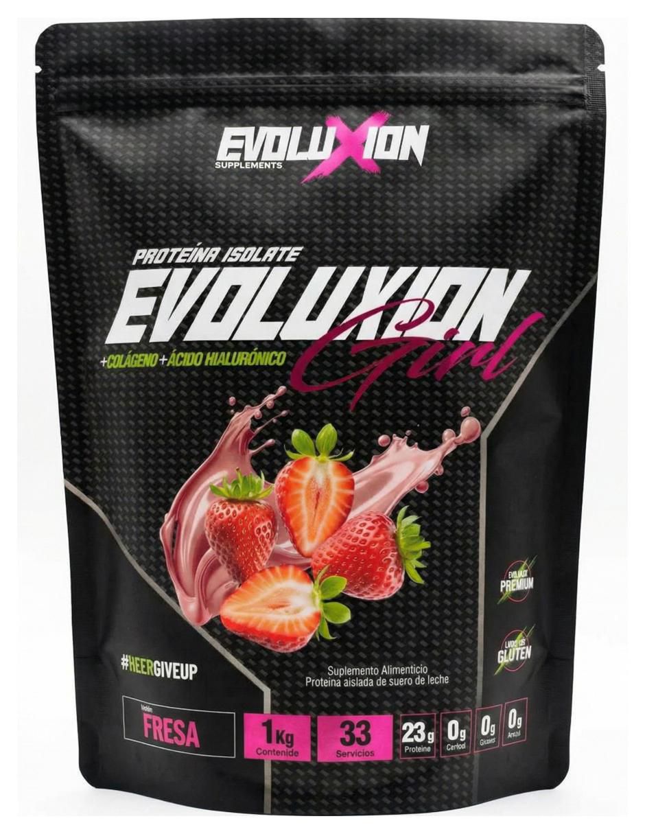 Proteína Isolate Evoluxion Girl con proteína de suero de leche aislado sabor fresa de 1 kg Proteína Isolate Evoluxion Girl con proteína de suero de leche aislado sabor fresa de 1 kg