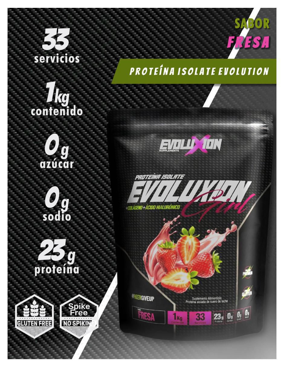 Proteína Isolate Evoluxion Girl con proteína de suero de leche aislado sabor fresa de 1 kg 2