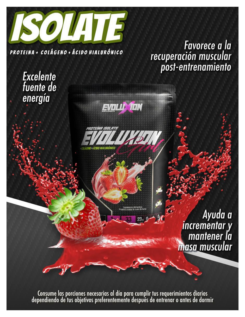 Proteína Isolate Evoluxion Girl con proteína de suero de leche aislado sabor fresa de 1 kg 4