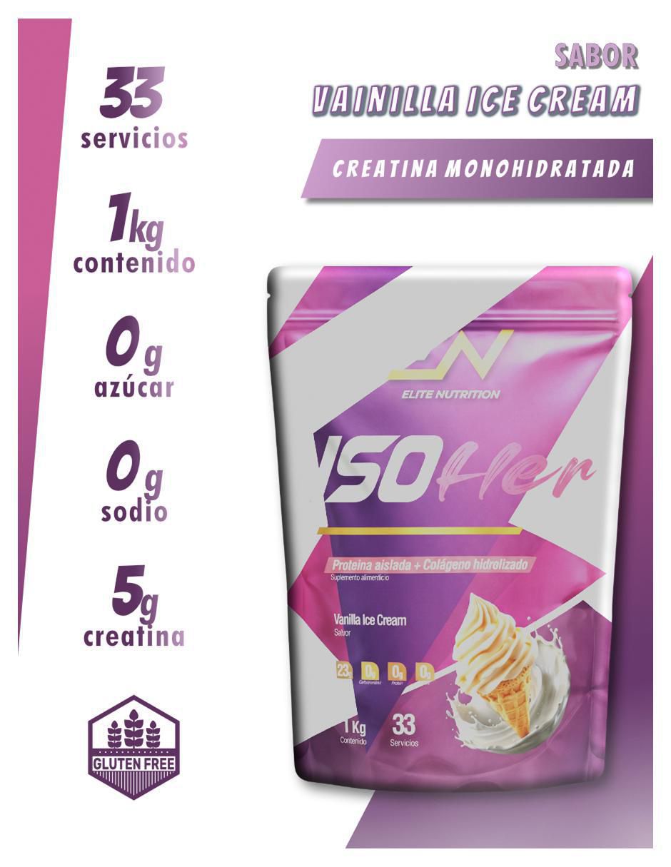 Iso her con proteína de suero de leche aislado sabor vainilla de 1 kg 2