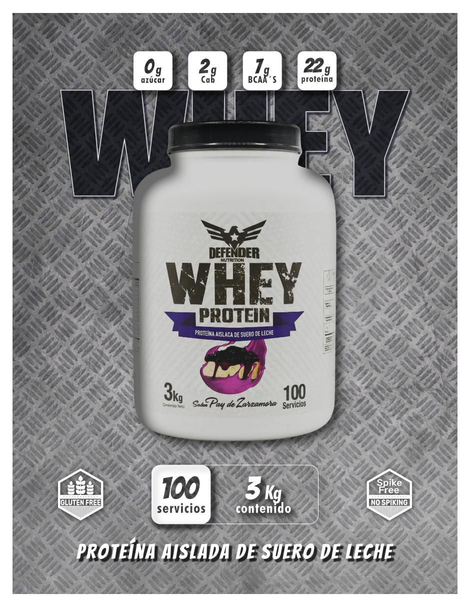 Whey protein con proteína de suero de leche sabor zarzamora de 3 kg 2