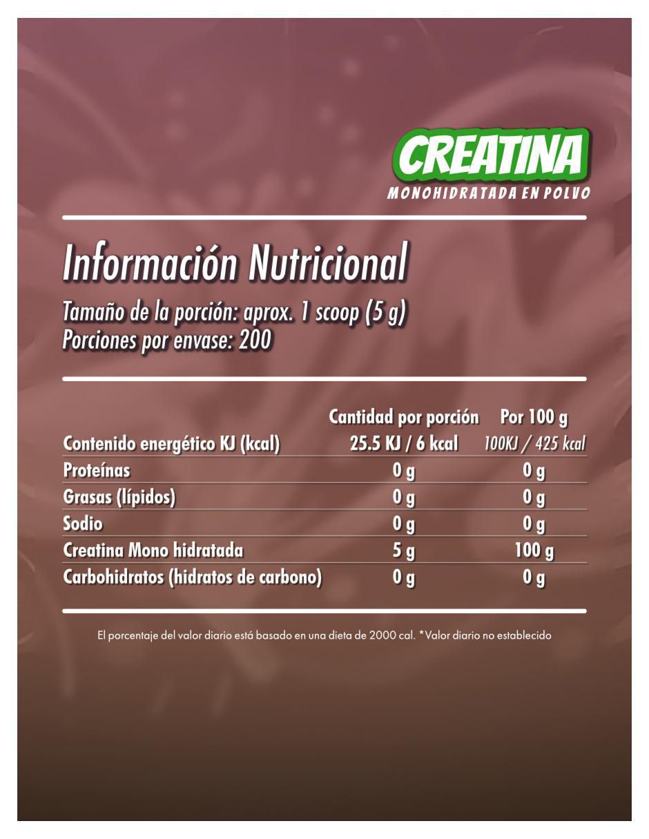 Creatina monohidratada sabor ponche de frutas de 1 kg 5