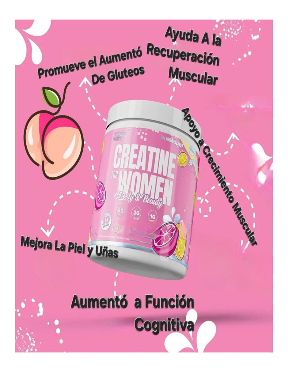 Creatina monohidratada Booty & Beauty sabor limonada rosa de 315 g 2