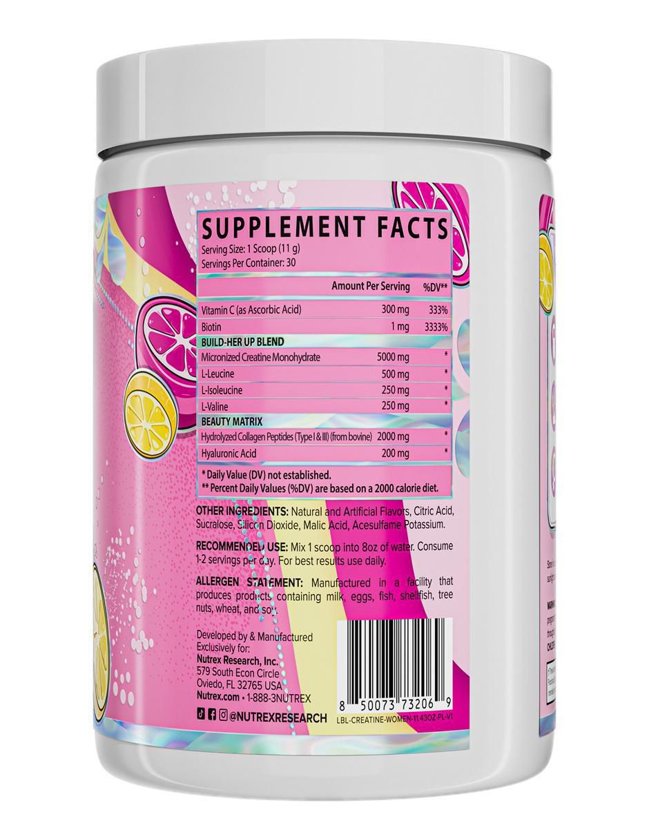 Creatina monohidratada Booty & Beauty sabor limonada rosa de 315 g 3