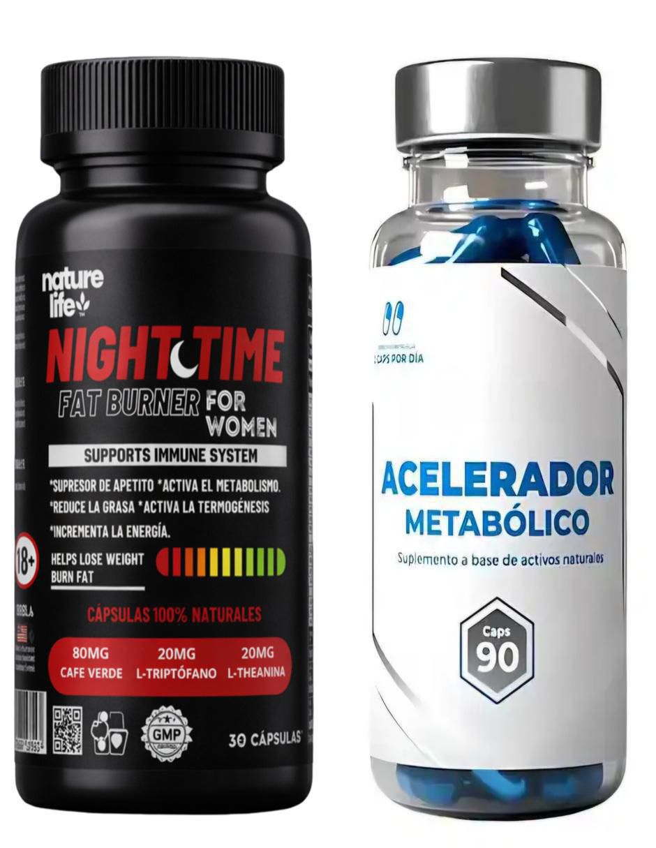 Kit de suplementos alimenticios Nature Life Night Time Fat Burner for Women + Acelerador Metabólico